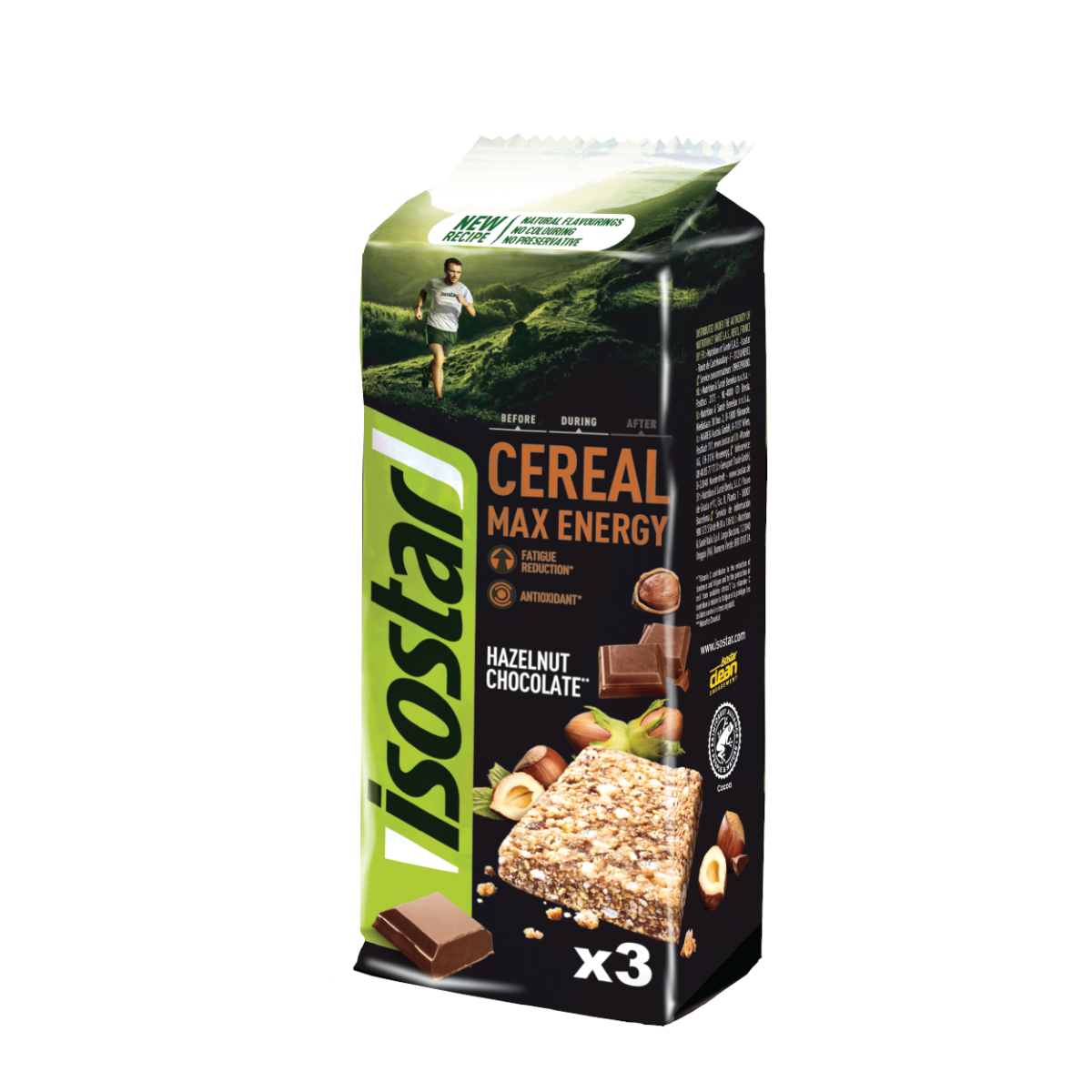 Isostar Cereal Max Energy Hazelnut Chocolate 55g x 3 - Batoniņi