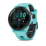 Garmin Forerunner 265 Aqua Melns ietvars ar ūdens krāsas korpusu un ūdens krāsas/melnu silikona pulksteņa siksniņu
