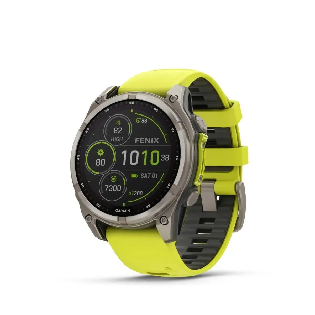 Garmin Fenix 8 Sapphire Solar Amp Yellow Graphite 47mm Titāna ar dzeltenu siksniņu 47mm