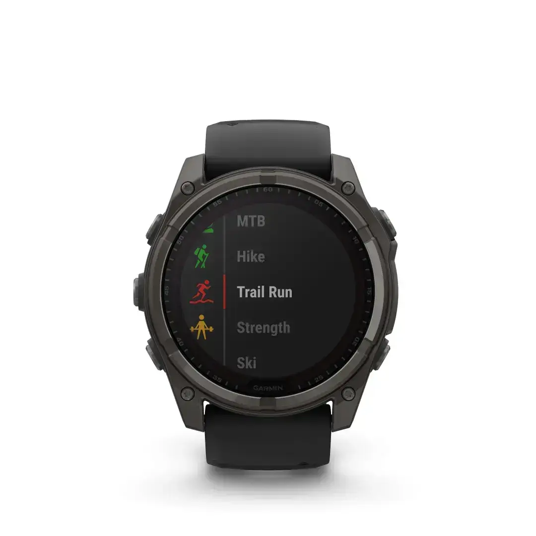Garmin Fenix 8 Sapphire Solar Carbon Gray Black 51mm Ogles pelēkas krāsas DLC titāna pārklājums ar melnu siksniņu 51mm Solar