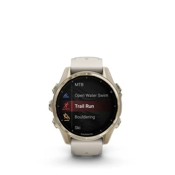 Garmin Fenix 8 AMOLED Sapphire Soft Gold Gray 43mm Maiga zelta krāsas ar pelēku siksniņu