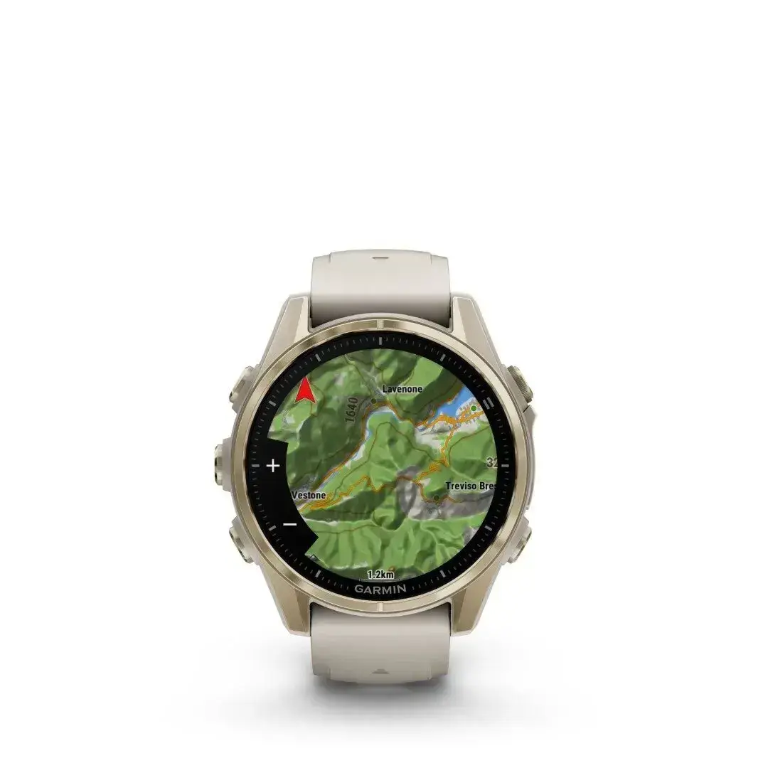 Garmin Fenix 8 AMOLED Sapphire Soft Gold Gray 43mm Maiga zelta krāsas ar pelēku siksniņu