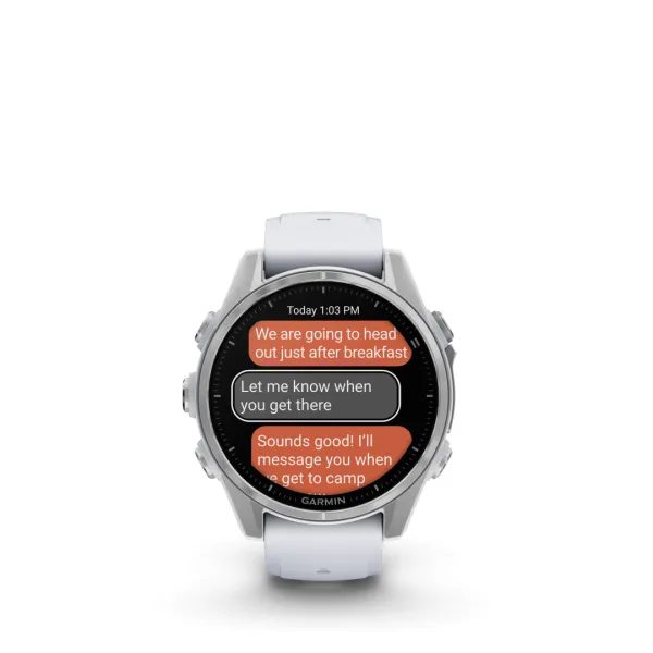 Garmin Fenix 8 AMOLED Whitestone 43mm Sudraba krāsā ar balta akmens krāsas siksniņu