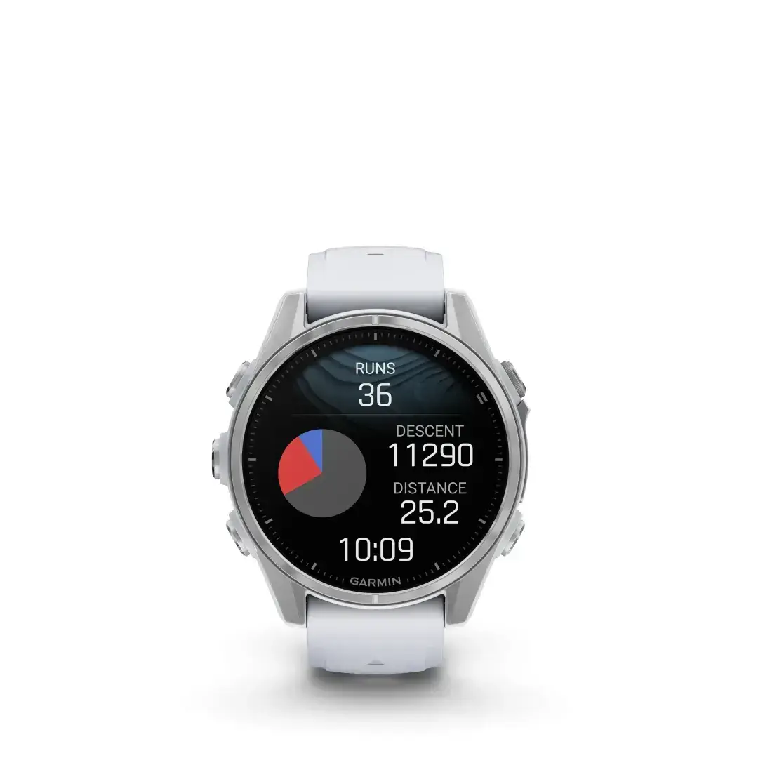 Garmin Fenix 8 AMOLED Whitestone 43mm Sudraba krāsā ar balta akmens krāsas siksniņu