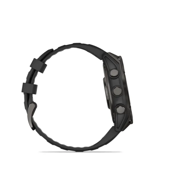 Garmin Fenix 8 AMOLED Sapphire Carbon Gray Black 51mm Ogles pelēkas krāsas DLC titāna pārklājums ar melnu siksniņu 51mm