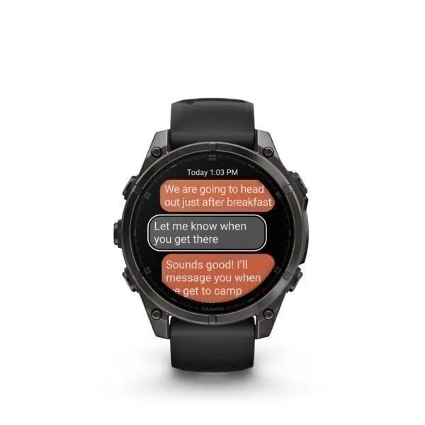 Garmin Fenix 8 AMOLED Sapphire Carbon Gray Black 51mm Ogles pelēkas krāsas DLC titāna pārklājums ar melnu siksniņu 51mm