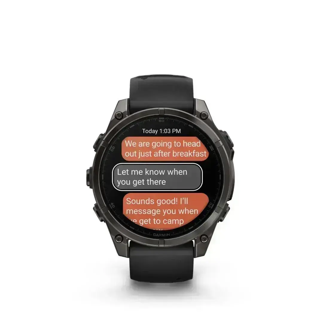 Garmin Fenix 8 AMOLED Sapphire Carbon Gray Black 51mm Ogles pelēkas krāsas DLC titāna pārklājums ar melnu siksniņu 51mm