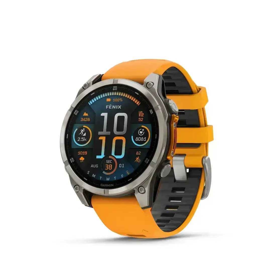 Garmin Fenix 8 AMOLED Sapphire Graphite Orange 51mm Titāna ar koši oranžu siksniņu 51mm