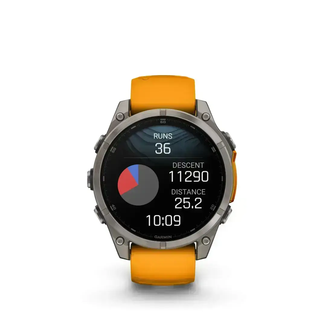 Garmin Fenix 8 AMOLED Sapphire Graphite Orange 51mm Titāna ar koši oranžu siksniņu 51mm