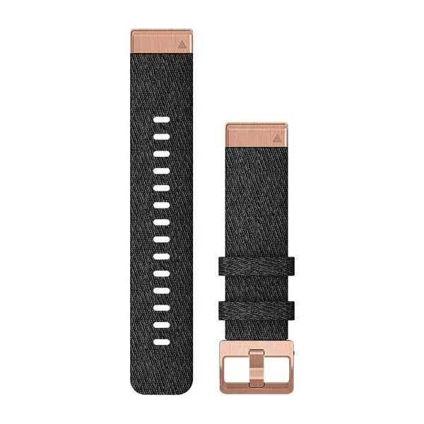 Garmin QuickFit 20 Watch Band Nylon Heathered Black Rose Gold 