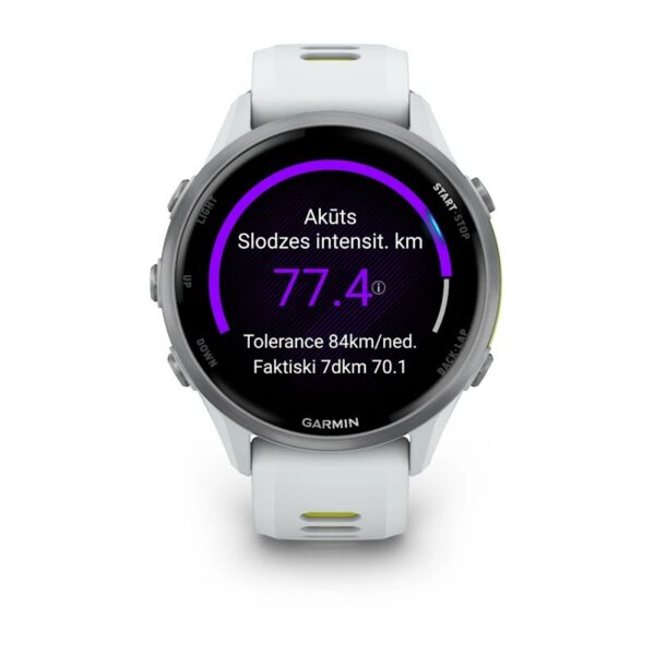 Garmin Forerunner 970 Whitestone Yellow  Titāns ar baltakmens ietvaru un baltakmens/caurspīdīgu amp dzeltenu siksniņu