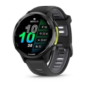 Garmin Forerunner 970 Titanium Black  Oglekļa pelēks dlc titāns ar melnu ietvaru un melnu/caurspīdīga baltakmens siksniņu