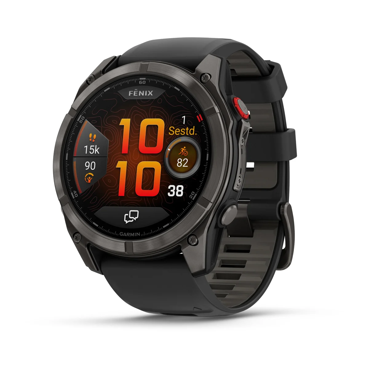 Garmin Fenix 8 Pro AMOLED Sapphire Carbon Gray Black 47mm Ogles pelēks DLC titāna pārklājums ar silikona siksniņu melnā / maigi pelēkā krāsā