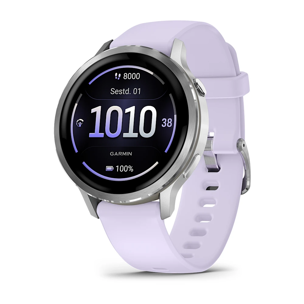 Venu 4 Silver Purple 41mm Sudraba krāsā ar violetu silikona siksniņu 41mm