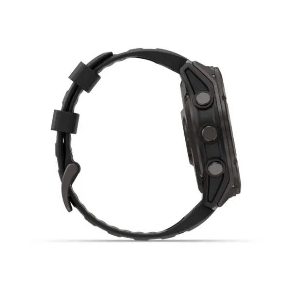 Garmin Fenix 8 Pro AMOLED Sapphire Carbon Gray Black 47mm Ogles pelēks DLC titāna pārklājums ar silikona siksniņu melnā / maigi pelēkā krāsā