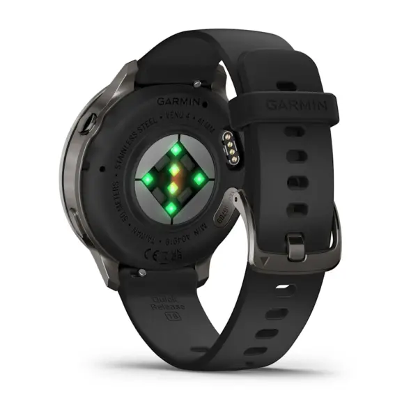 Venu 4 Slate Black 41mm Zilganpelēka kopā ar Melna silikona pulksteņa siksniņa