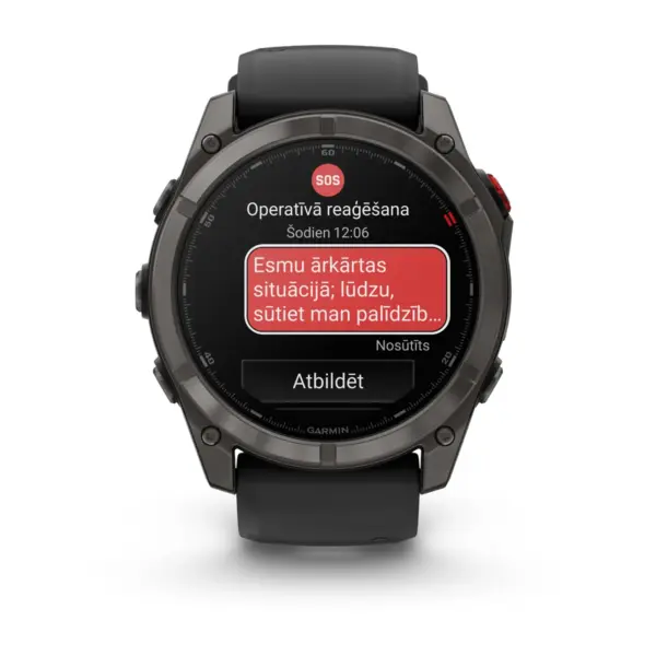 Garmin Fenix 8 Pro AMOLED Sapphire Carbon Gray Black 47mm Ogles pelēks DLC titāna pārklājums ar silikona siksniņu melnā / maigi pelēkā krāsā