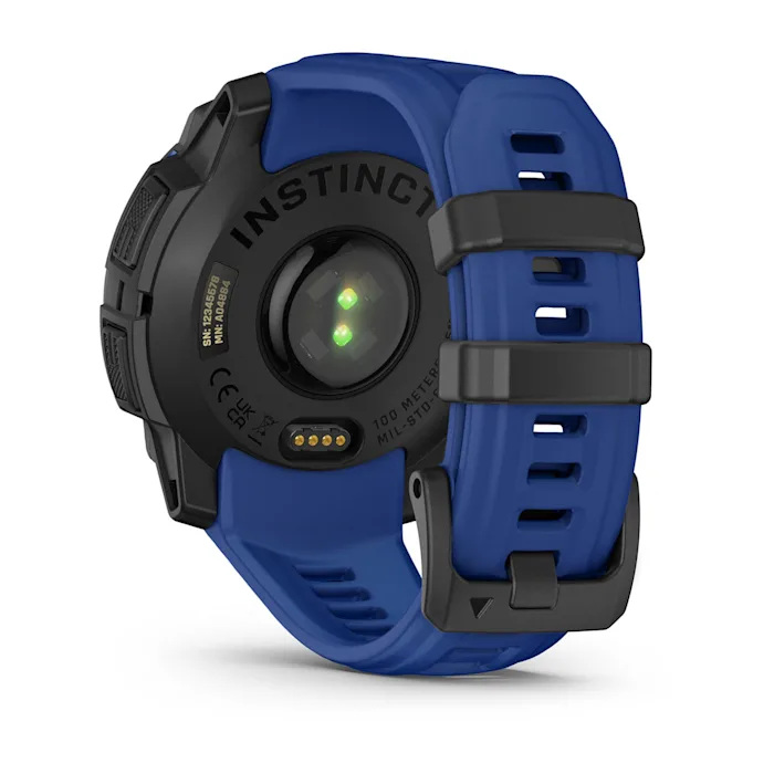 Garmin Instinct 3 Amoled Black Bolt Blue 45mm Melns ar metāliski zilu/melnu siksniņu - amoled