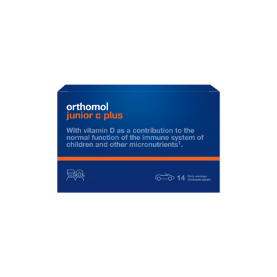 Orthomol Junior C Plus, apelsīnu garša, 90 tabletes