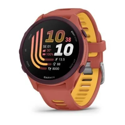 Garmin Forerunner 170 Music Sarkanīgi rozā ar sarkanīgi rozā/mango krāsas siksniņu