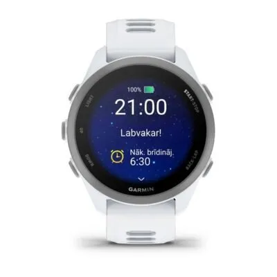 Garmin Forerunner 170 Baltā akmens krāsā ar balta akmens/mākoņu zilas krāsas siksniņu
