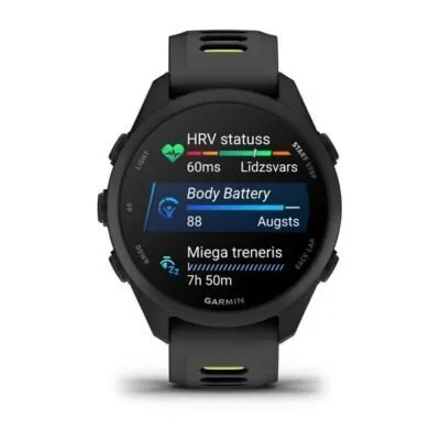 Garmin Forerunner 170 Music Melns ar melnu/banānu dzeltenu siksniņu