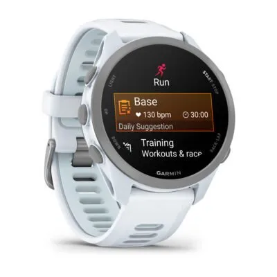 Garmin Forerunner 170 Music Baltā akmens krāsā ar baltā akmens/mākoņu zilas krāsas siksniņu