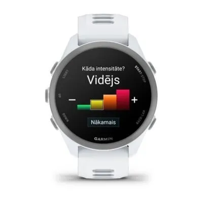 Garmin Forerunner 170 Music Baltā akmens krāsā ar baltā akmens/mākoņu zilas krāsas siksniņu