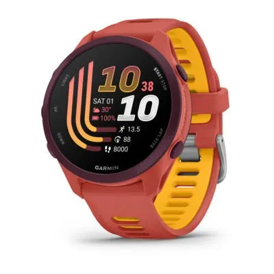 Garmin Forerunner 170 Music Sarkanīgi rozā ar sarkanīgi rozā/mango krāsas siksniņu