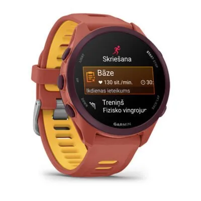 Garmin Forerunner 170 Music Sarkanīgi rozā ar sarkanīgi rozā/mango krāsas siksniņu