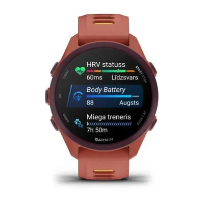 Garmin Forerunner 170 Music Sarkanīgi rozā ar sarkanīgi rozā/mango krāsas siksniņu